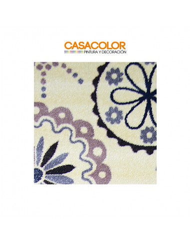 Alfombra cream/petrol/pink